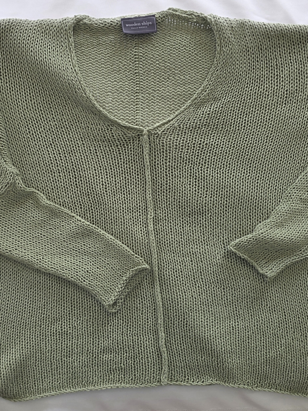 Wooden Ships Paola Buendia Women's Sage Knit V-Neck Sweater Size S/M